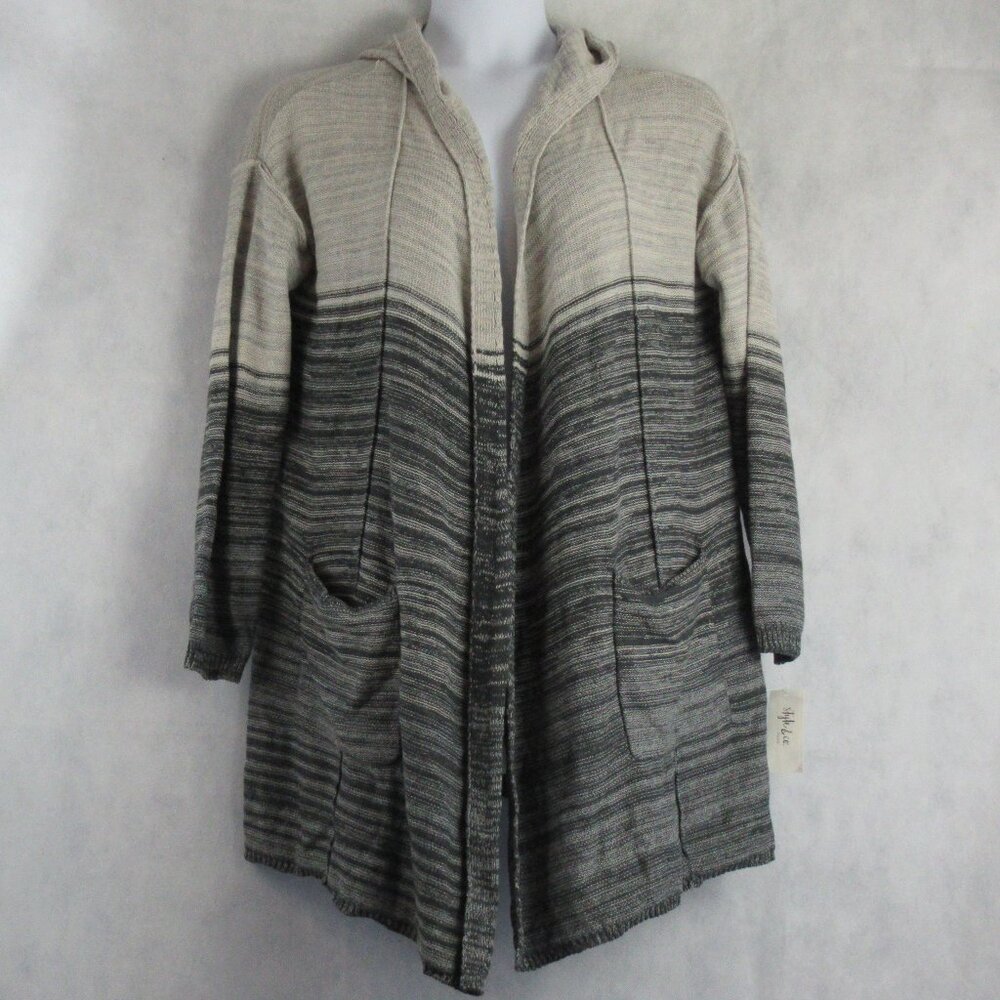 Style & Co. Women's Plus Size Ombre Hooded Cardigan Sweater, Gray, 0X